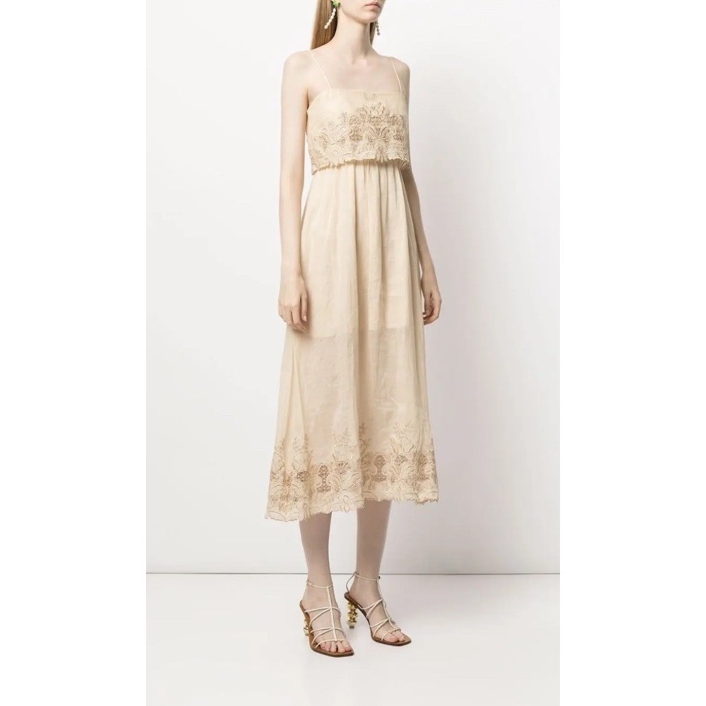 ALICE McCALL Beige Donatello Tamie Midi Dress 6 Lace Wedding Party